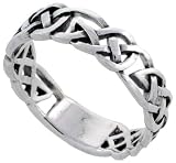 Sterling Silver Celtic Knot Ring Band (Available in Sizes 6 to 10), 1/4" Thick
