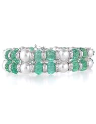 Diamond Emerald & Pearl 18k White Gold Bracelet
