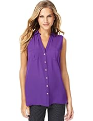 Open Neck Collar Epaulettes Blouse