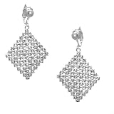 Delicia Silver Diamond Shape Clear Crystal Clip On Earrings