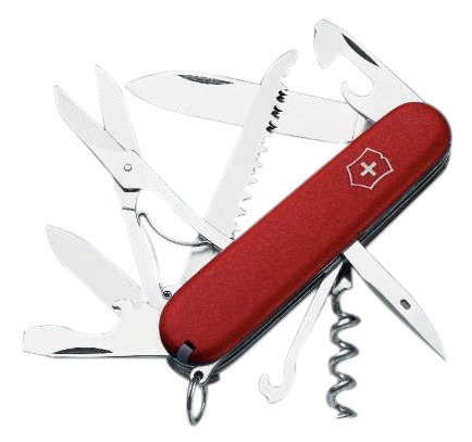 Victorinox Offiziersmesser Ecoline Prägekreuz 15 Funktionen, rot matt, 91 mm