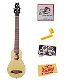 Washburn RO10 Rover Travel Acoustic Guitar Bundle with Strings, String Winder, Pick Card, and Polishing Cloth - Natural