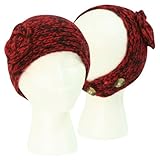Women's Yarn Knit Flower Applique Headband - Red