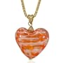 Orange Striped Heart Murano Glass Pendant