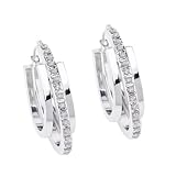 Diamond Fascination 14KT White Gold Diamond Accent Triple Oval Hoop Earrings