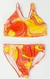 Girls 4-6X 2PC Swimsuit Bikini/Tankini in Orange Swirl