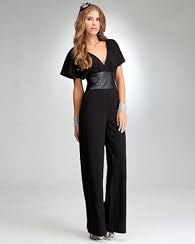 Leatherette Detail Ponte Jumpsuit - PETITES