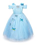 ReliBeauty Girls Cinderella Dress Halloween Costume (6x-7, Light Blue)