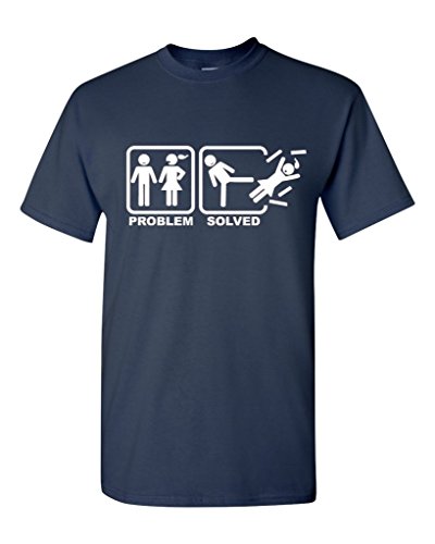 Problem Solved T-shirt Funny Shirts X-Large Navy Blue