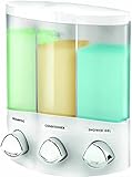 Euro Series TRIO Three Chamber Soap and Shower Dispenser, White