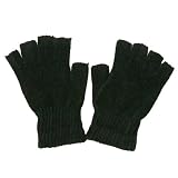 Large Chenille Fingerless Glove-Black W27S37C