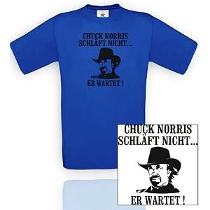 Comedy-shirts DIVERSE FARBEN - CHUCK NORRIS SCHLÄFT NICHT - ER WARTET.UNISEX T-Shirt