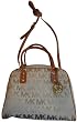Michael Kors Purse Handbag Large Satchel Signature Logo Jacquard Beige/Camel/Luggage