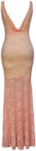 Toxic Club Women's Peach Lace Evening Dress with Drape Back Pink