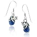 Sterling Silver Ferret or Mink on Blue Lapis Earrings
