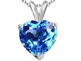 2.00 cts Genuine Blue Topaz Heart Emerald Pendant - 14kt White or Yellow Gold