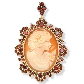 Garnet Cameo 18k Gold over Sterling Silver Pin Pendant by Palm Beach Jewelry