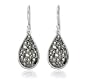 Sterling Silver Marcasite Teardrop Wire Earrings