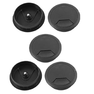 5 Pcs Home Office Desk Table Computer 60mm Cable Cord Grommet Hole Black