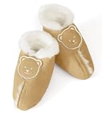 Kiddopotamus Faux Suede Sherpa Booties Medium 6 - 12 Months, Fawn