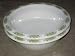 SET Of 2 - Vintage Anchor Hocking Glass Green Daisy Placesetter Collection Serving Bowls - 9x3 Inches