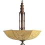 Progress Lighting P2874-112 Three-Light Inverted Pendant with Exotic Silk Shade Featuring Masterfully Hand-Painted Cherry Blossom Motifs Supported By Bamboo-Styled Frames, Burnished Rattan