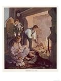 Children Roast Chestnuts in a Big Open Fireplace Art Giclee Poster Print, 18x24