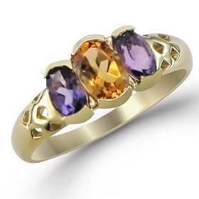 Buy 10 Karat Yellow Gold 1.00 carat total weight Oval Cut Citrine, Amethyst Ring Size 5 by Peora