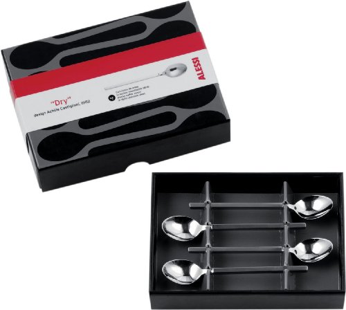 "Alessi ""Dry"" Mocha Coffee Spoon with Satin Handle, Set of 4"
