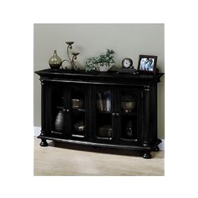 Salem 48w Console W/ 4 Glass Doors, FOUR-DOOR 48W, CHESHIRE BLACK by Home Decorators Collection