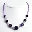 Sterling Silver Amethyst & Peach Cultured Pearl Necklace - 18 Inch