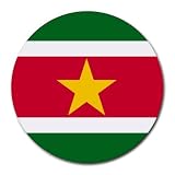 Suriname Flag Round Mouse Pad