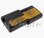 Rectangular battery with step on sides. Has five slit-type contacts on end.