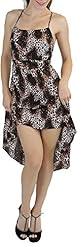 Polyester Summer Animal Print High-Low-Hem Spaghetti Strap Maxi Dress 