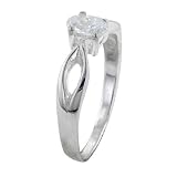 Sterling Silver Oval Cut Cz Bow Wedding Engagement Solitaire Ring