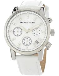 Michael Kors Womens MK5049 White Leather Round Chronograph Watch