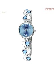 Ufingo-Korean Fashion Stylish Cool Bracelet Heart Shape Crystal Band Wrist Quartz Watch For Women/Ladies/Girls-Blue
