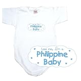 Baby Bodysuit White  Light Blue Cloud Love Me, I Am Philippine  Philippines Country