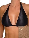Sexy Tan Suede Look Triangle Halter Bikini - SMALL