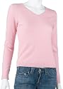 Cinzia Clara Women's Cashmere V-Neck Sweater,Pink,X-Large