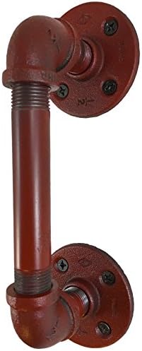 Urban Industrial Decor Pipe Door Handle (7.5", Rustic Red )