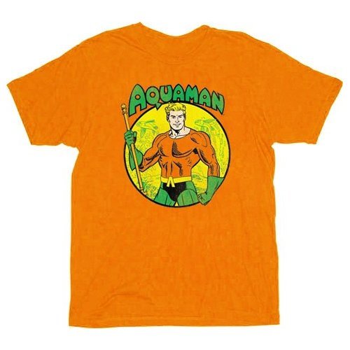  DC COMICS AQUAMAN MENS & YOUTH ORANGE S/S COTTON T-SHIRT