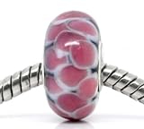 Believe Beads ©1 x Black and Pink Glass Silver Plated Core Charm Bead for Pandora/Troll/Chamilia Style Charm Bracelet.