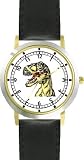 Tyrannosaurus Rex - T Rex - Head Shot Dinosaur Animal - WATCHBUDDY&reg; DELUXE TWO-TONE THEME WATCH - Arabic Numbers - Black Leather Strap-Women's Size-Small