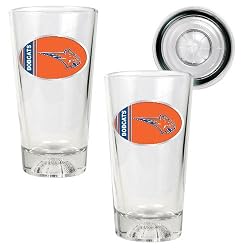 Charlotte Bobcats NBA 2pc Pint Ale Glass Set with Basketball Bottom - Oval Logo by Great American Products
