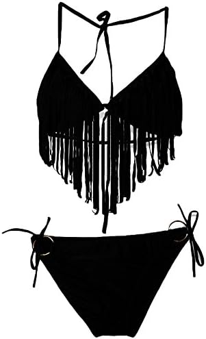 FASHION BIKINI Womens Push Up Bra Bikini Swimsuit (Large, Black)