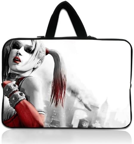 HUADO New Style harley quinn arkham city Laptop Handbag Portable Laptop Carrying Bag Twin Sides Patterns Waterproof Canvas Fabric Case for 11 11.6 Inch Laptop