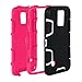 E LV Hard Plastic with Soft Silicon Dual Layer Armor Defender Full Body Protective Case for Galaxy S5 Bundle with Stylus, Screen Protector and Microfiber Sticker Digital Cleaner - Black / Hot Pink