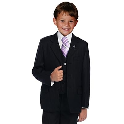 Johnnie Lene Pinstripe Black Suit Set for Boys From Baby to Teen