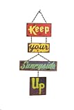 Quality Time Keep Your Sunnyside Up 4 Piece Rusted Tin Sign with Chain